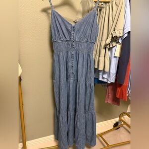 GAP Blue Denim Maxi Dress